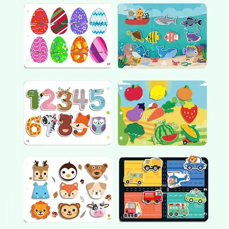 Montessori Baby Busy Book My First Quiet Book Paste Early Learning Education Toy Children Matching Game Toys for Kids 1 2 3 Year upscaleclicks