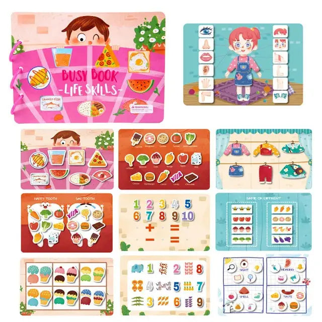 Montessori Baby Busy Book My First Quiet Book Paste Early Learning Education Toy Children Matching Game Toys for Kids 1 2 3 Year upscaleclicks