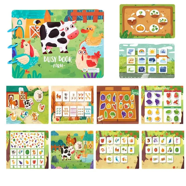 Montessori Baby Busy Book My First Quiet Book Paste Early Learning Education Toy Children Matching Game Toys for Kids 1 2 3 Year upscaleclicks