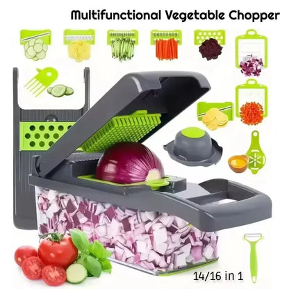 Multifunctional vegetable chopper 14/16 in one chopper handle food grate chopper kitchen vegetable slicer dicing machine cutting upscaleclicks