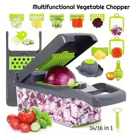 Multifunctional vegetable chopper 14/16 in one chopper handle food grate chopper kitchen vegetable slicer dicing machine cutting upscaleclicks