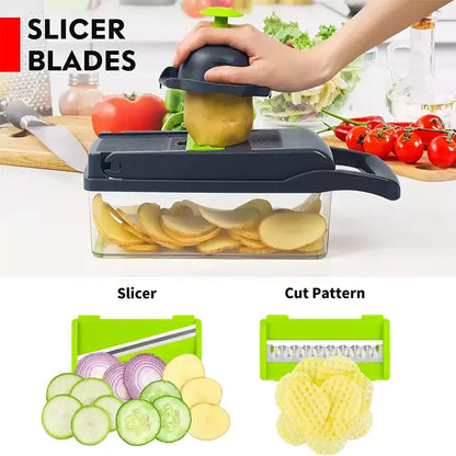 Multifunctional vegetable chopper 14/16 in one chopper handle food grate chopper kitchen vegetable slicer dicing machine cutting upscaleclicks