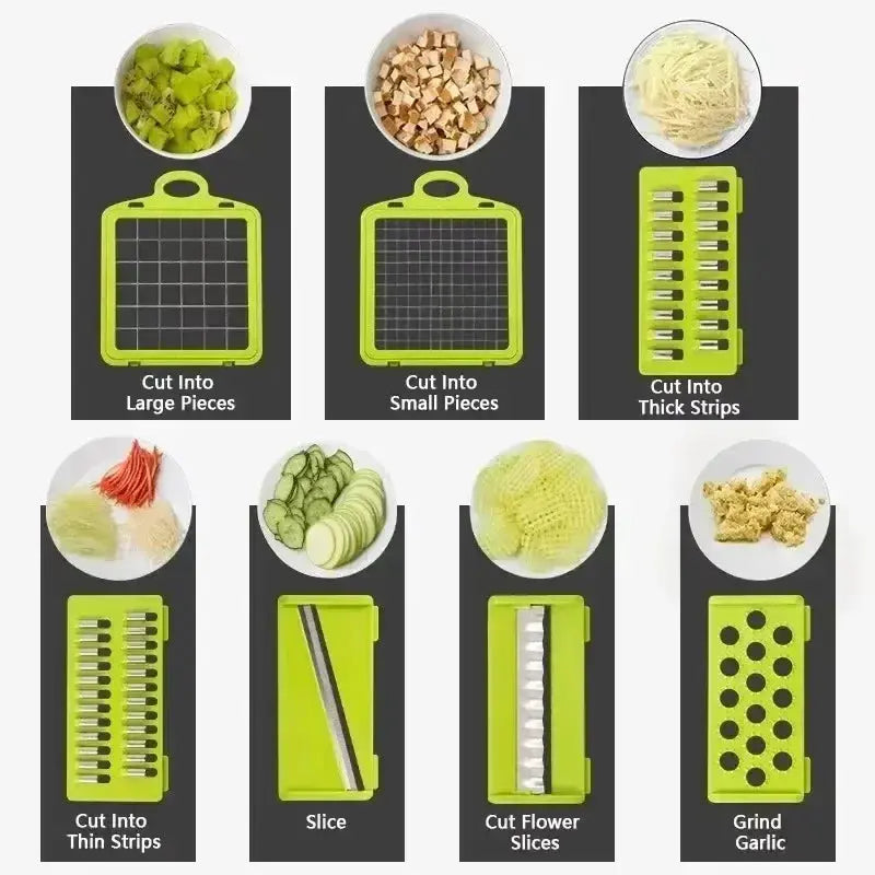 Multifunctional vegetable chopper 14/16 in one chopper handle food grate chopper kitchen vegetable slicer dicing machine cutting upscaleclicks