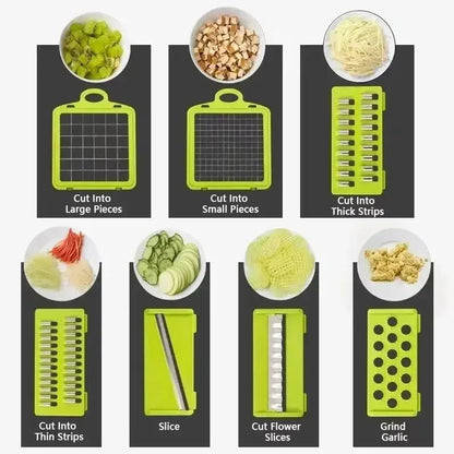Multifunctional vegetable chopper 14/16 in one chopper handle food grate chopper kitchen vegetable slicer dicing machine cutting upscaleclicks