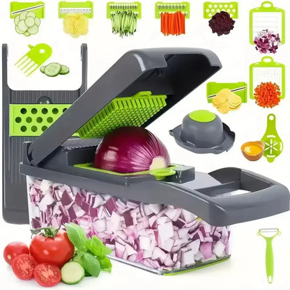 Multifunctional vegetable chopper 14/16 in one chopper handle food grate chopper kitchen vegetable slicer dicing machine cutting upscaleclicks