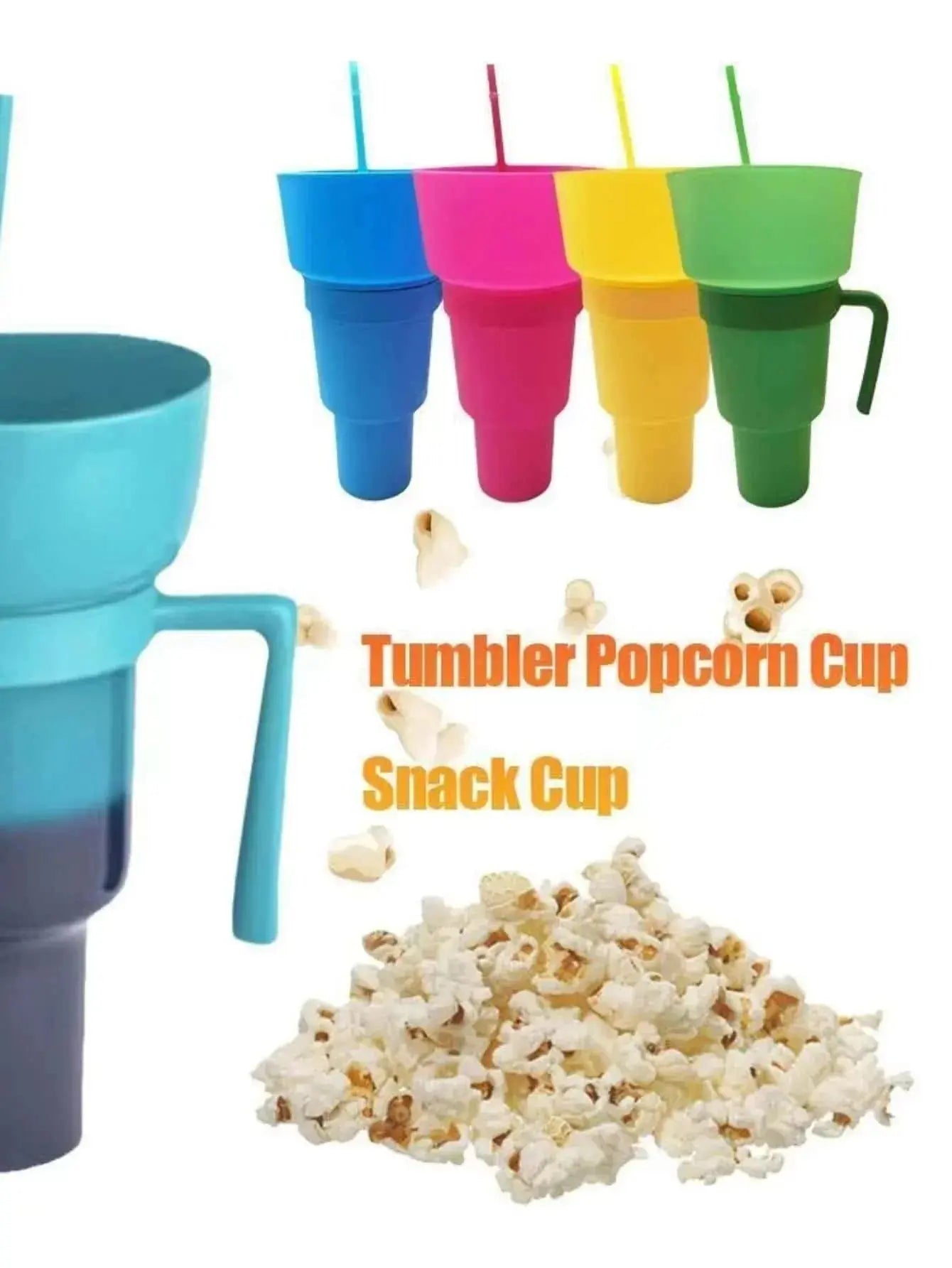 New 2 IN 1 Creative Popcorn Snack Cup Integrated Beverage Cup With Handle Portable Beverage Cup Novel Design And Many Functions upscaleclicks