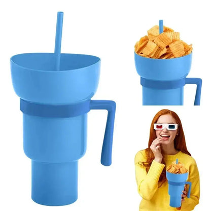 New 2 IN 1 Creative Popcorn Snack Cup Integrated Beverage Cup With Handle Portable Beverage Cup Novel Design And Many Functions upscaleclicks
