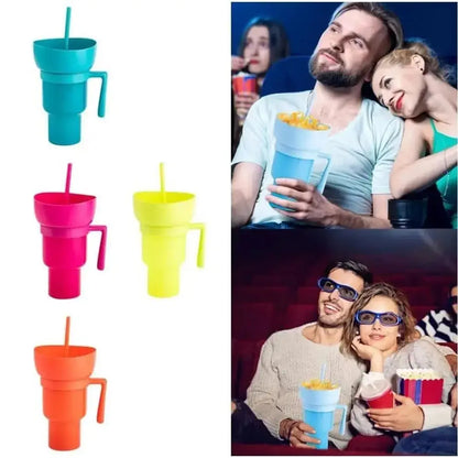 New 2 IN 1 Creative Popcorn Snack Cup Integrated Beverage Cup With Handle Portable Beverage Cup Novel Design And Many Functions upscaleclicks