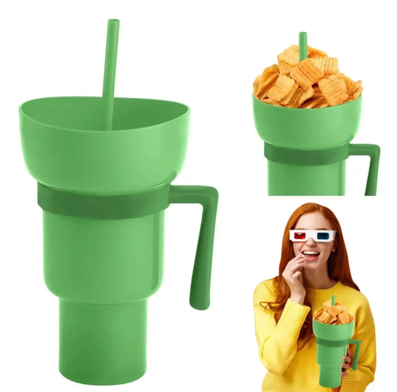 New 2 IN 1 Creative Popcorn Snack Cup Integrated Beverage Cup With Handle Portable Beverage Cup Novel Design And Many Functions upscaleclicks