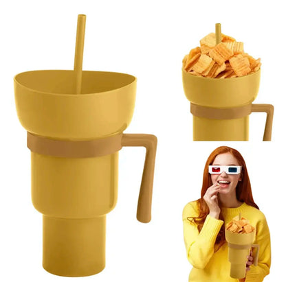 New 2 IN 1 Creative Popcorn Snack Cup Integrated Beverage Cup With Handle Portable Beverage Cup Novel Design And Many Functions upscaleclicks