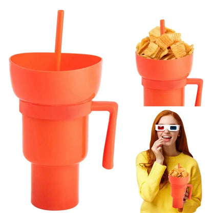 New 2 IN 1 Creative Popcorn Snack Cup Integrated Beverage Cup With Handle Portable Beverage Cup Novel Design And Many Functions upscaleclicks