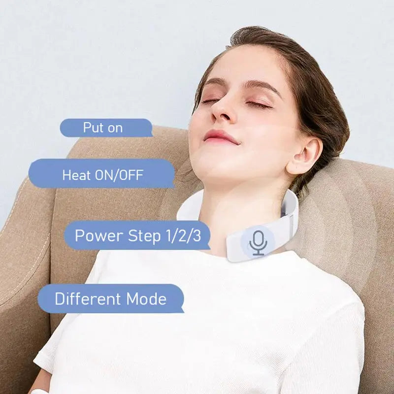 New Smart Neck Shoulder Muscle Massager Electric Heat Relaxation You Body Anytime USB Charging White upscaleclicks