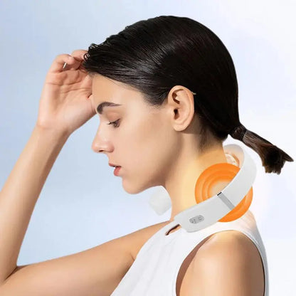 New Smart Neck Shoulder Muscle Massager Electric Heat Relaxation You Body Anytime USB Charging White upscaleclicks