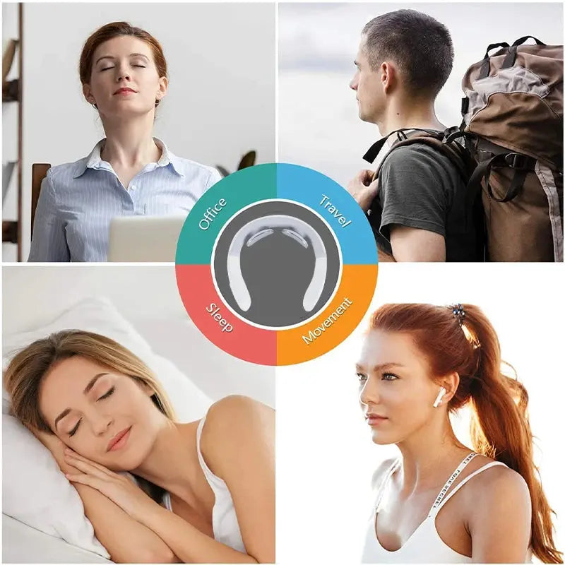 New Smart Neck Shoulder Muscle Massager Electric Heat Relaxation You Body Anytime USB Charging White upscaleclicks