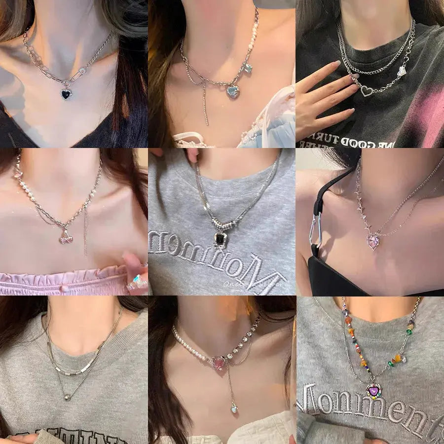 New luxury zircon necklace heart shaped tassel pearl necklace designer high end necklace birthday necklace upscaleclicks
