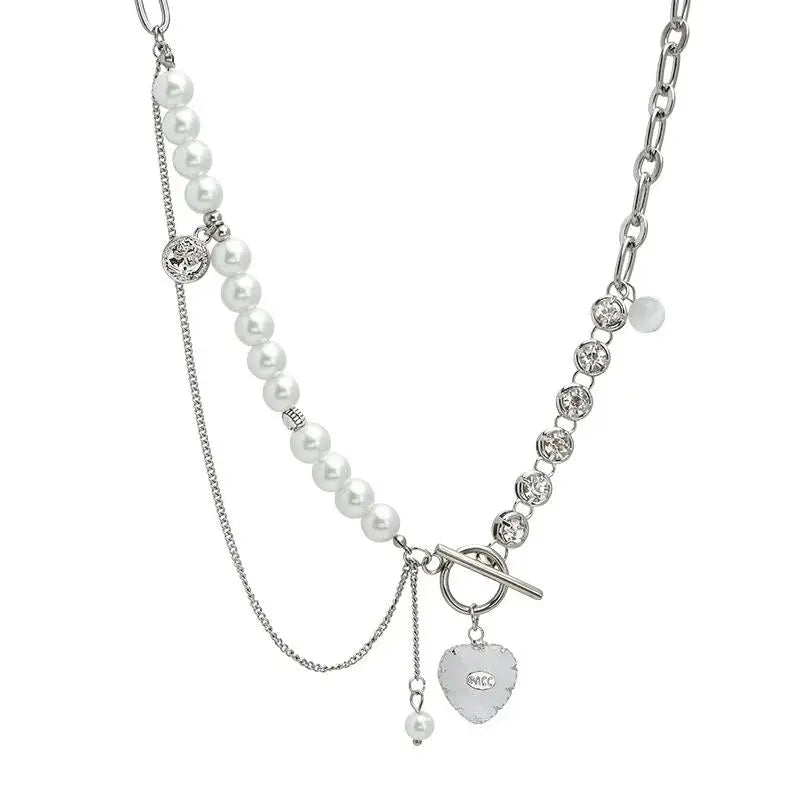 New luxury zircon necklace heart shaped tassel pearl necklace designer high end necklace birthday necklace upscaleclicks