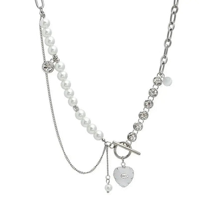 New luxury zircon necklace heart shaped tassel pearl necklace designer high end necklace birthday necklace upscaleclicks
