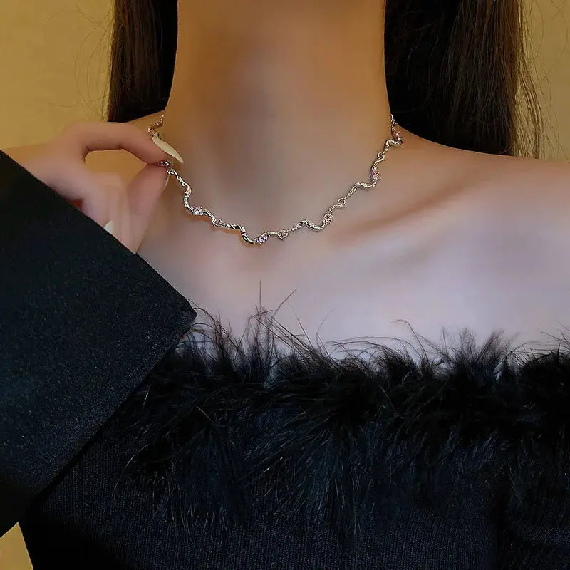 New luxury zircon necklace heart shaped tassel pearl necklace designer high end necklace birthday necklace upscaleclicks