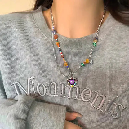 New luxury zircon necklace heart shaped tassel pearl necklace designer high end necklace birthday necklace upscaleclicks