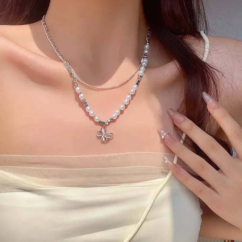 New luxury zircon necklace heart shaped tassel pearl necklace designer high end necklace birthday necklace upscaleclicks