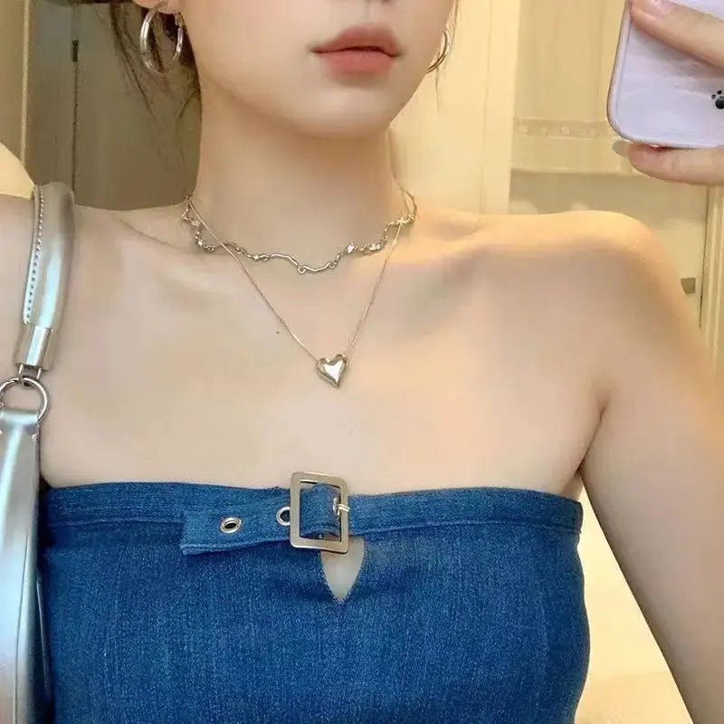 New luxury zircon necklace heart shaped tassel pearl necklace designer high end necklace birthday necklace upscaleclicks