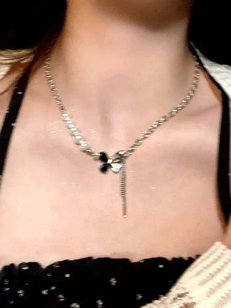 New luxury zircon necklace heart shaped tassel pearl necklace designer high end necklace birthday necklace upscaleclicks