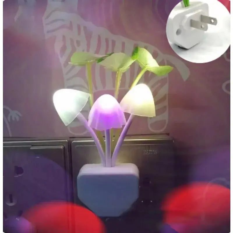 Novelty mushroom mushroom night light EU and United States plug light sensor 5V 3 LED colorful mushroom light LED night light upscaleclicks