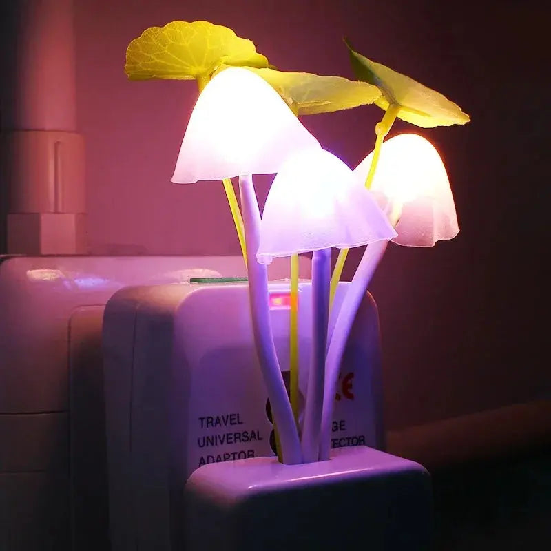 Novelty mushroom mushroom night light EU and United States plug light sensor 5V 3 LED colorful mushroom light LED night light upscaleclicks