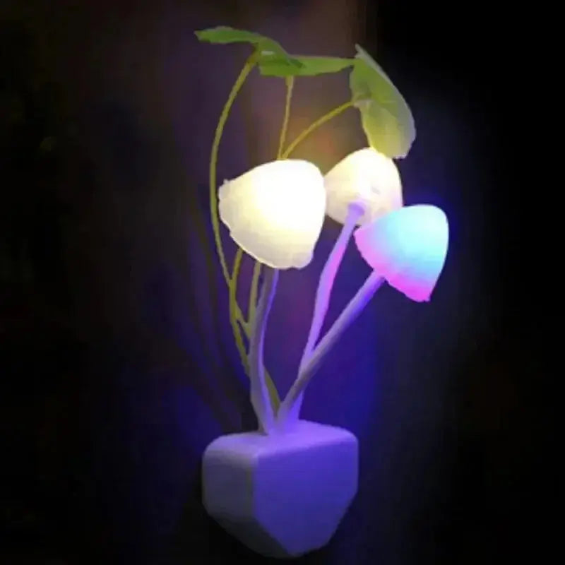 Novelty mushroom mushroom night light EU and United States plug light sensor 5V 3 LED colorful mushroom light LED night light upscaleclicks