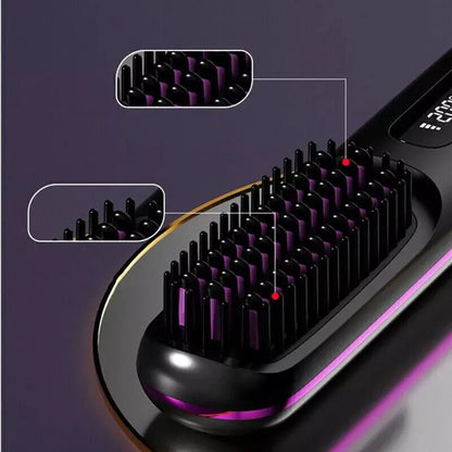 Numoya Portable Straightener Brush-Gobrush PRO, Rechargeable Mini Straightener
