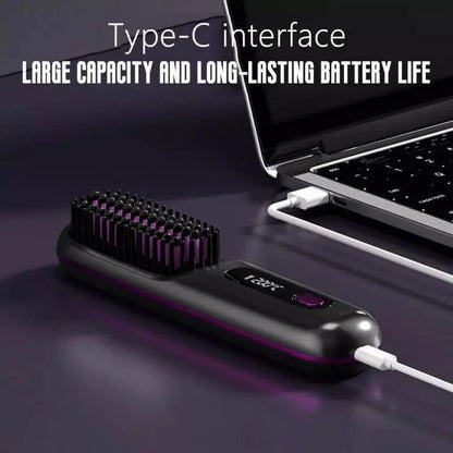 Numoya Portable Straightener Brush-Gobrush PRO, Rechargeable Mini Straightener
