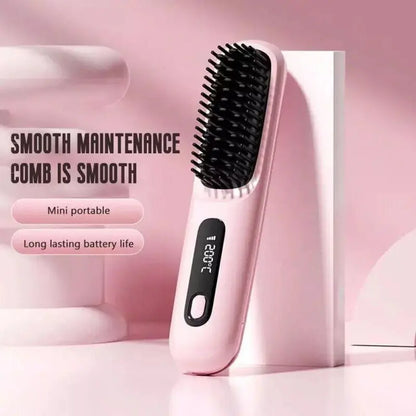 Numoya Portable Straightener Brush-Gobrush PRO, Rechargeable Mini Straightener
