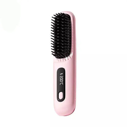 Numoya Portable Straightener Brush-Gobrush PRO, Rechargeable Mini Straightener