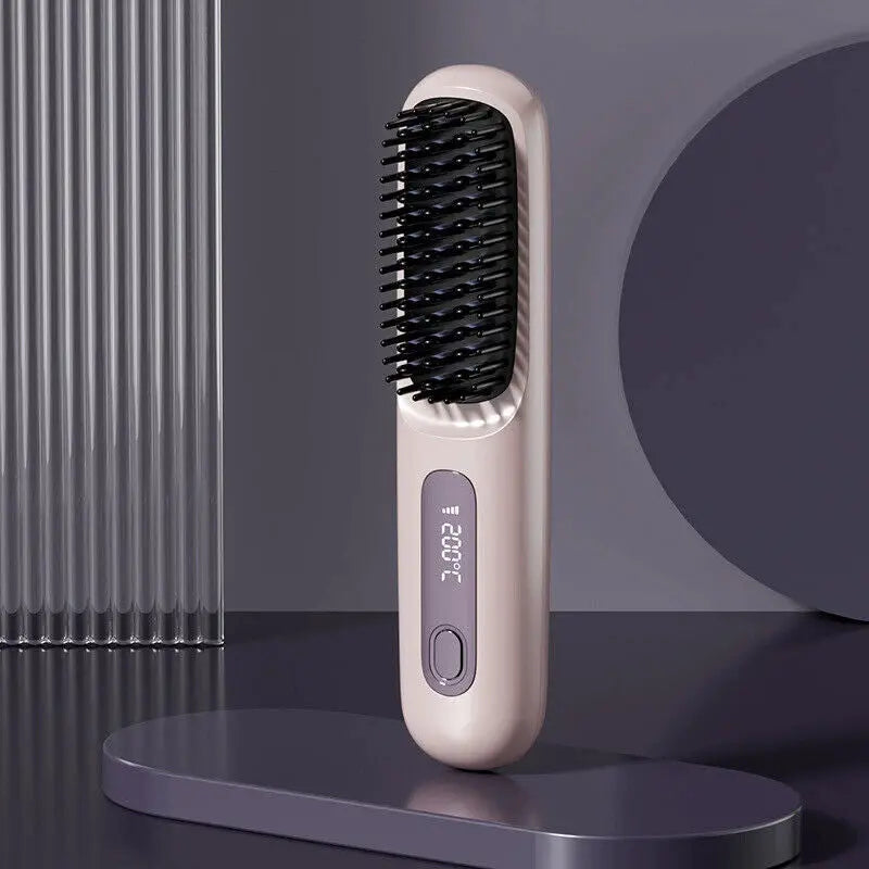 Numoya Portable Straightener Brush-Gobrush PRO, Rechargeable Mini Straightener