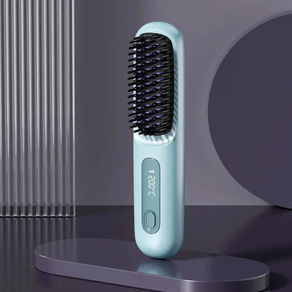 Numoya Portable Straightener Brush-Gobrush PRO, Rechargeable Mini Straightener