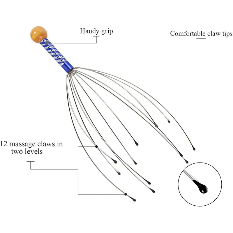 Octopus Head Massager Scalp Massager Relaxation Relief Body Massager Remove Muscle Tension Tiredness Metal Head Relax Massager upscaleclicks