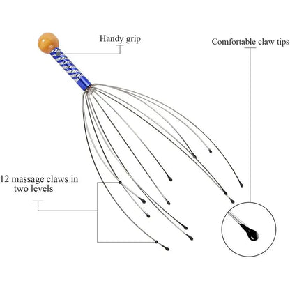 Octopus Head Massager Scalp Massager Relaxation Relief Body Massager Remove Muscle Tension Tiredness Metal Head Relax Massager upscaleclicks