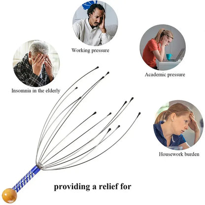 Octopus Head Massager Scalp Massager Relaxation Relief Body Massager Remove Muscle Tension Tiredness Metal Head Relax Massager upscaleclicks
