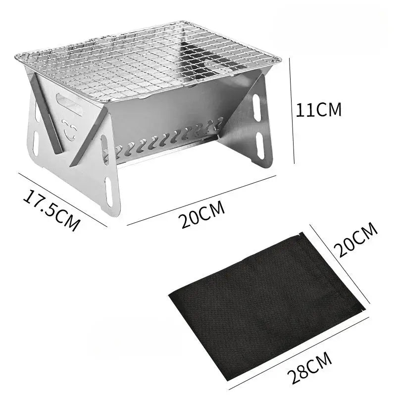 Outdoor Folding Barbecue Stove Stainless Steel Convenient Card Type Firewood Stove Mini Barbecue Rack Household Stove upscaleclicks