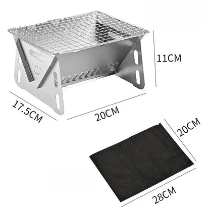 Outdoor Folding Barbecue Stove Stainless Steel Convenient Card Type Firewood Stove Mini Barbecue Rack Household Stove upscaleclicks