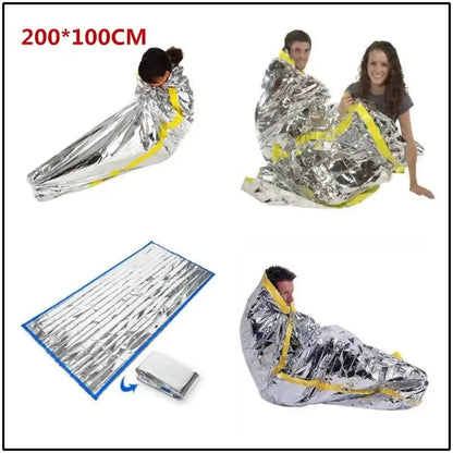 Outdoor Life Emergency Sleeping Bag Thermal Keep Warm Waterproof Mylar First Aid Emergency Blanke Camping Survival Gear upscaleclicks
