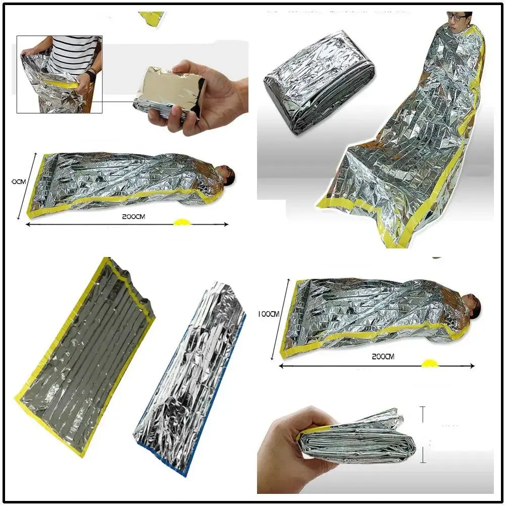 Outdoor Life Emergency Sleeping Bag Thermal Keep Warm Waterproof Mylar First Aid Emergency Blanke Camping Survival Gear upscaleclicks