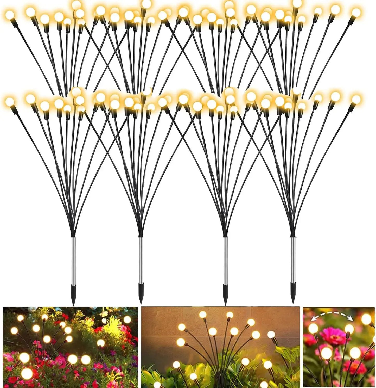 Outdoor Lights Solar Lawn Lamp Garden Lamp LED Wind-driven Firefly Ground Plug Lamp for Garden Lawn Landscape Holiday Light upscaleclicks