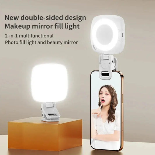 Phone Selfie Light 2700K-6500K Portbal Pocket Make UP Fill Light with Rechargable Battery Clip Rig Photo Lamp for Beauty Ring upscaleclicks