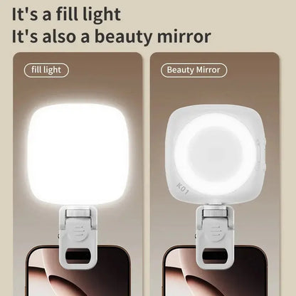 Phone Selfie Light 2700K-6500K Portbal Pocket Make UP Fill Light with Rechargable Battery Clip Rig Photo Lamp for Beauty Ring upscaleclicks