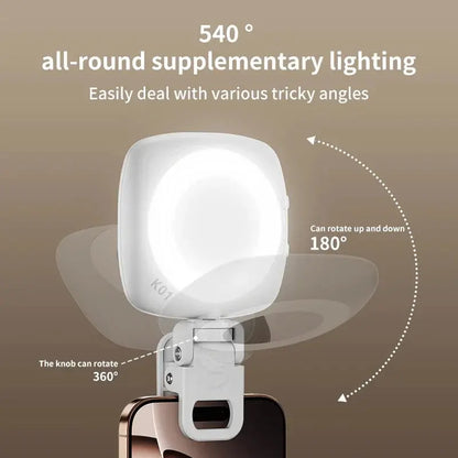 Phone Selfie Light 2700K-6500K Portbal Pocket Make UP Fill Light with Rechargable Battery Clip Rig Photo Lamp for Beauty Ring upscaleclicks