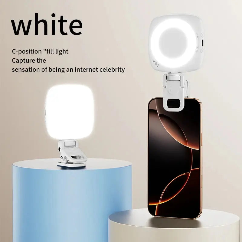 Phone Selfie Light 2700K-6500K Portbal Pocket Make UP Fill Light with Rechargable Battery Clip Rig Photo Lamp for Beauty Ring upscaleclicks