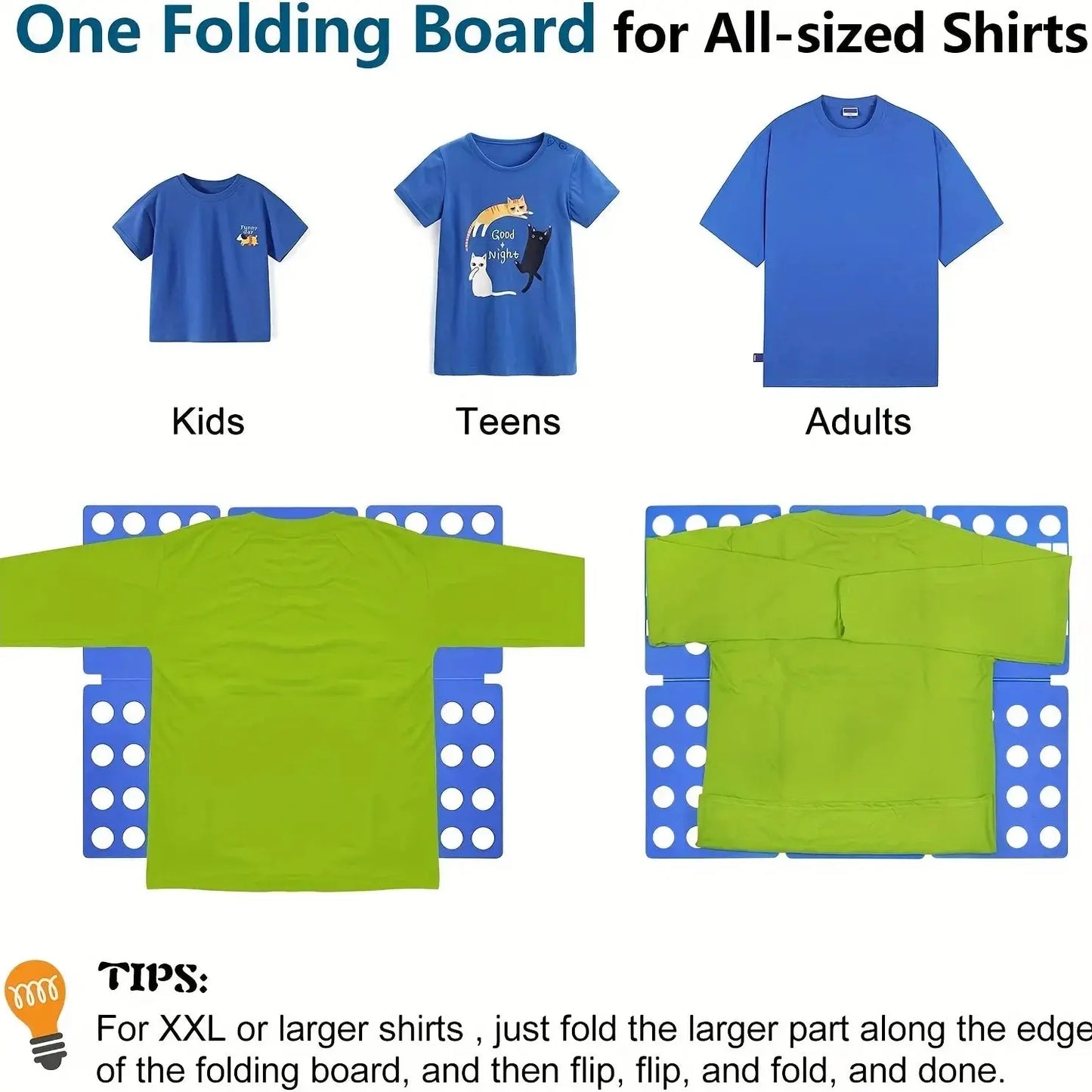 Plastic Clothes Folding Board Easy and Fast Kids Laundry Folder Shirt Folding Board Home Storage Tool for Kid Children Adults upscaleclicks