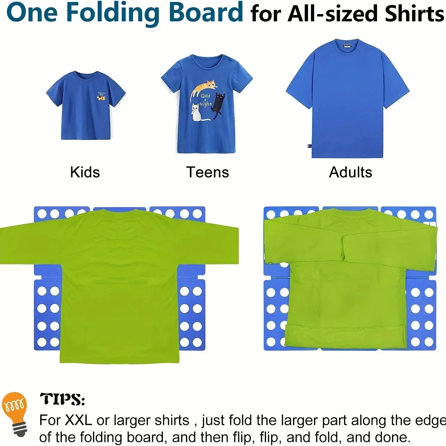 Plastic Clothes Folding Board Easy and Fast Kids Laundry Folder Shirt Folding Board Home Storage Tool for Kid Children Adults upscaleclicks