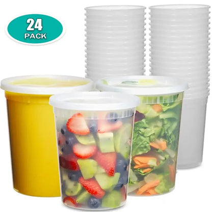 Plastic Deli Food Storage Containers with Airtight Lids 8oz-32oz Freezer Storage Containers Meal Prep Containers BPA Free 24pcs upscaleclicks